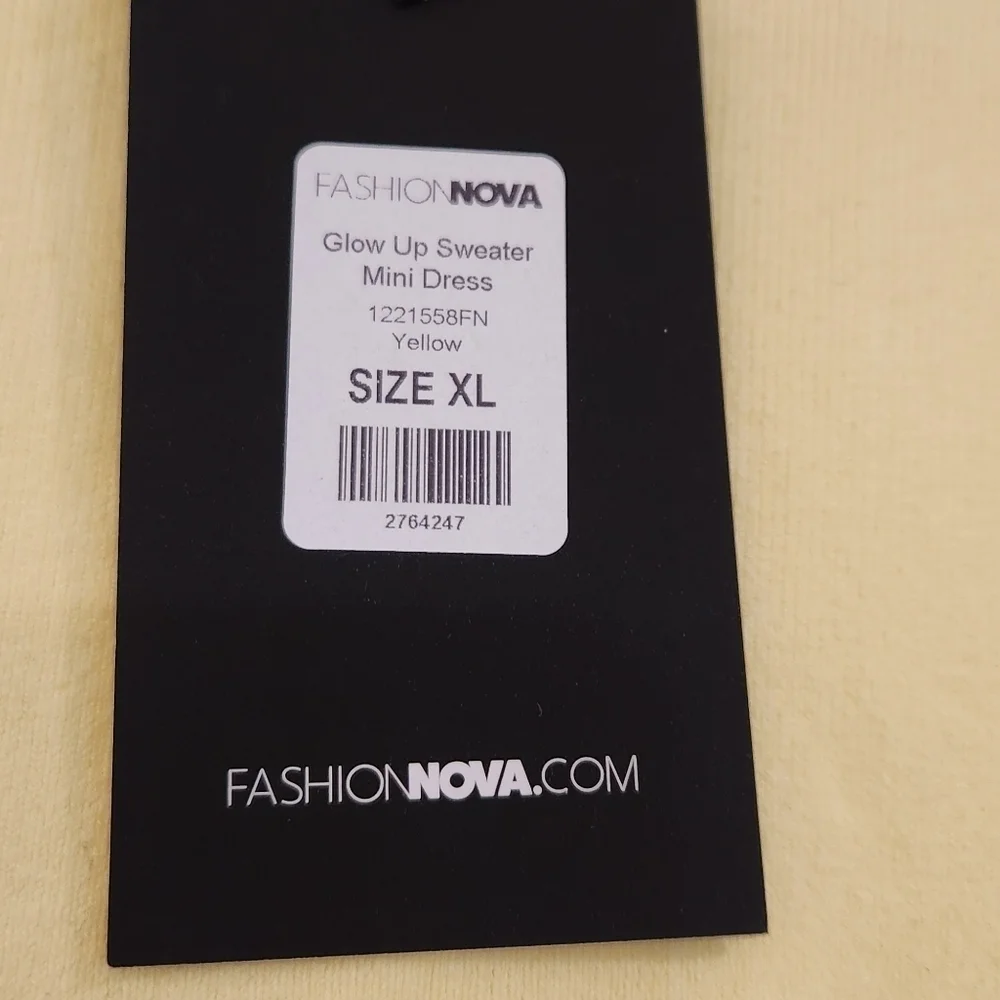 Fashion Nova glow up sweater mini dress yellow XL NWT